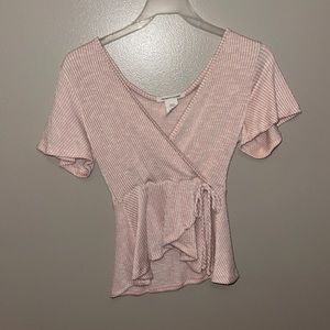 pink striped tie top